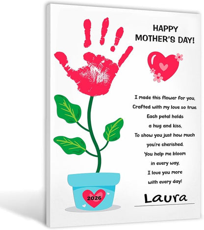 MIKAYENUS Mother's Day Handprint Craft - Baby Handprint Kit for Kids - Handmade Gifts for Mom & Grandma - DIY Art Activities - First Mother's Day Craft Gift - Kids Art Project Set