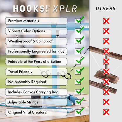 Craggy Games Ring Toss & Shot Ladder Game Hooks XPLR - Portable Aluminum Hook and Ring for Indoor/Outdoor Games - Family Game Night, Party Games, Travel, Multiplayer for Ages 12+