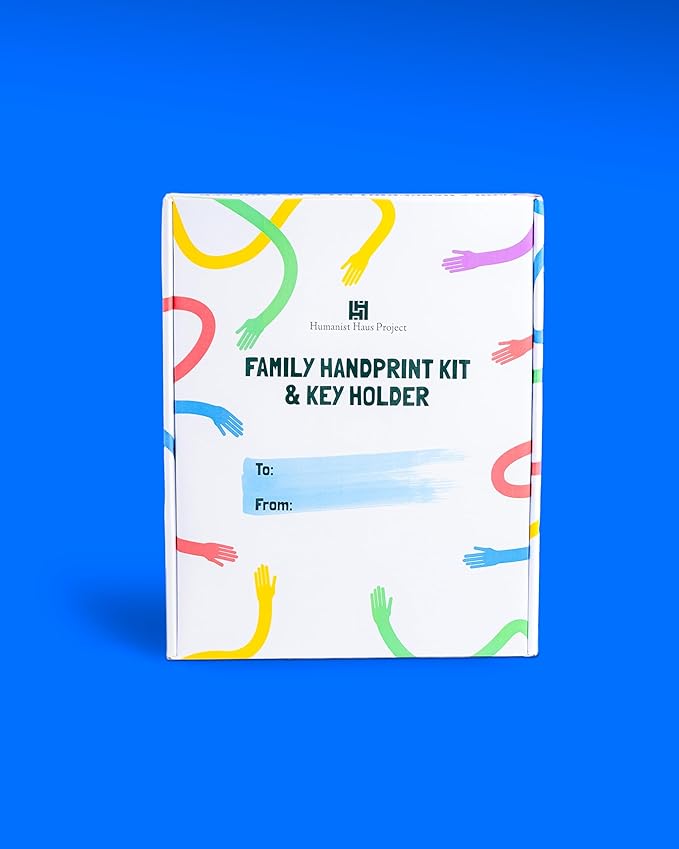 Family Handprint Kit & Key Holder – DIY Eco-Friendly Bamboo Keepsake Kit with Non-Toxic Paints, Personalized Baby Gifts for Family, New Parents & Grandparents, Unique Gift for Baby Showers