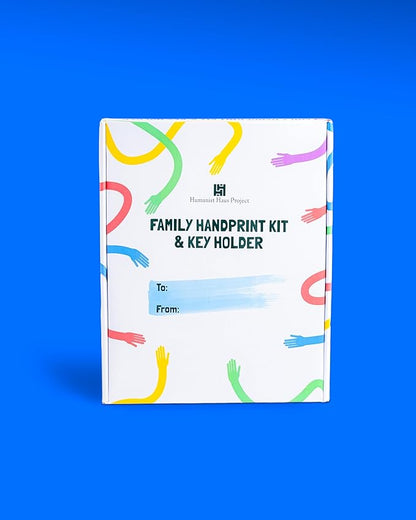 Family Handprint Kit & Key Holder – DIY Eco-Friendly Bamboo Keepsake Kit with Non-Toxic Paints, Personalized Baby Gifts for Family, New Parents & Grandparents, Unique Gift for Baby Showers