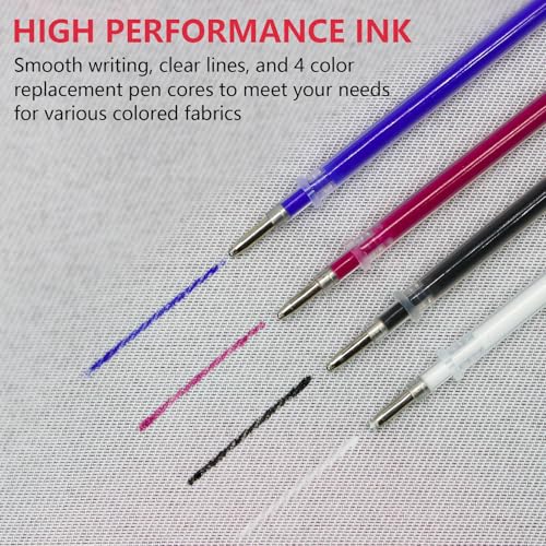 20 Pcs Heat Erasable Pens for Fabric 4 Colors Heat Erasable Fabric Marking Pens for Sewing Quilting Embroidery Dressmaking (24 Count)