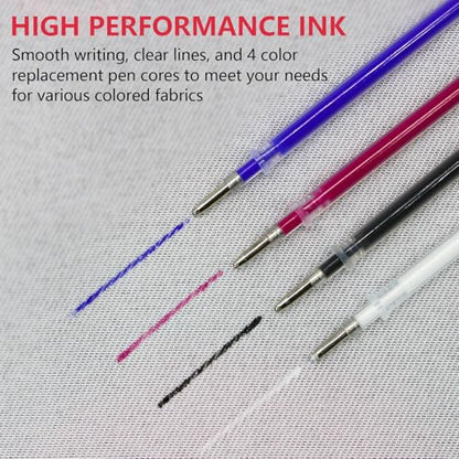 20 Pcs Heat Erasable Pens for Fabric 4 Colors Heat Erasable Fabric Marking Pens for Sewing Quilting Embroidery Dressmaking (24 Count)