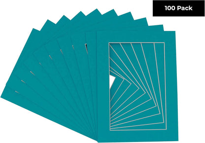 11x14 Mat for 8.5x11 Photo - Precut Teal Blue Picture Matboard for Frames Measuring 11 x 14 Inches - Bevel Cut Matte to Display Art Measuring 8.5 x 11 Inches - Acid Free Pack of 100 MATS