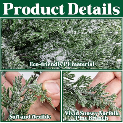 10 Pcs Artificial Christmas Snow Pine Branches Faux Xmas Decoration Sprigs (10 Count)