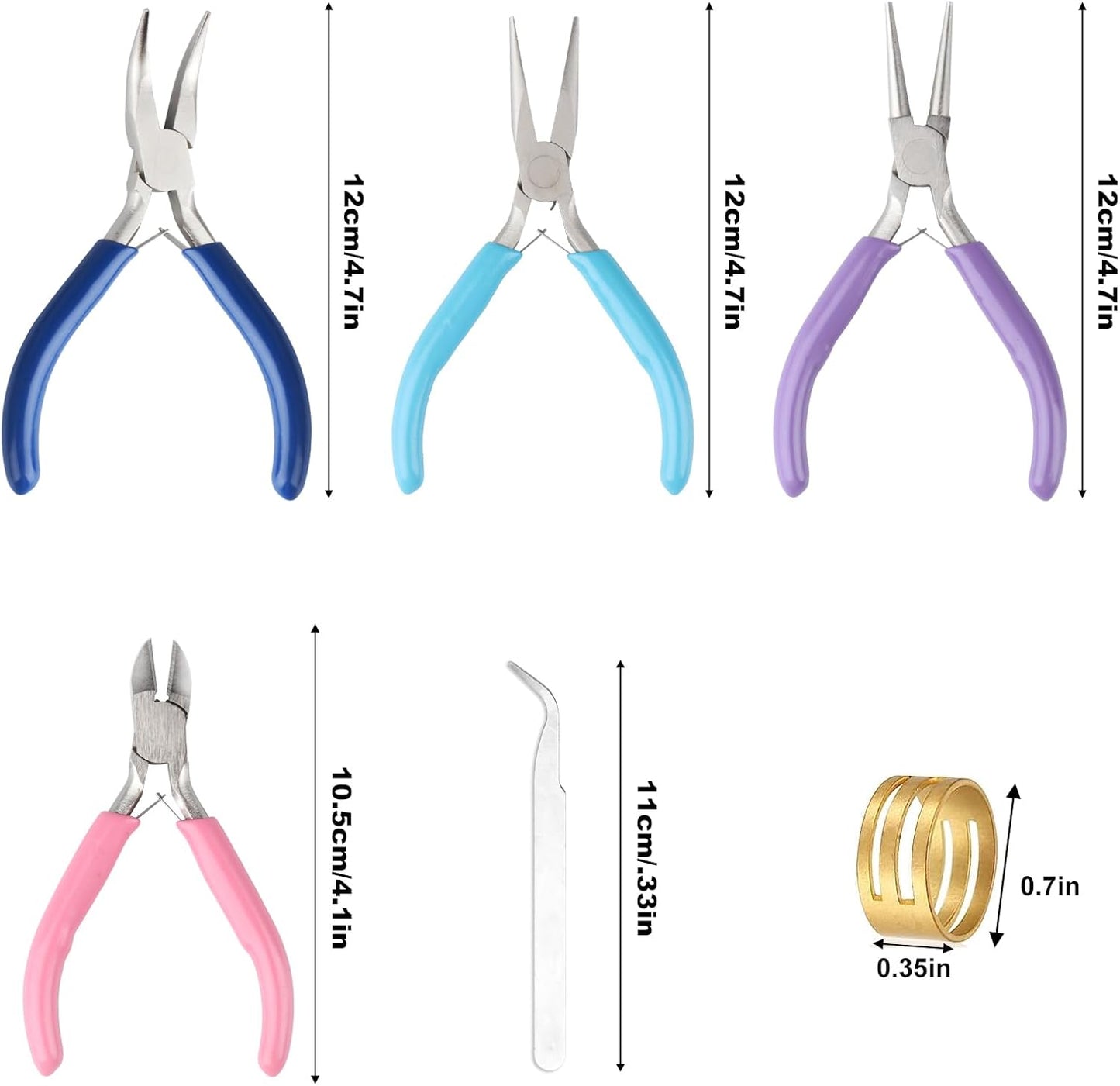 4 Pack Jewelry Making Pliers Tools Set, Jewelry Making Needle Nose Chain Nose Round Bent Pliers Wire Cutter for Bracelet Beading DIY Craft Jewelry Making Supplies - Crafty Corner