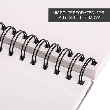Bachmore 8.5"x11" Hardbound Sketchbook, Left Spiral Sketch Pad with Hardcover, Perforated and Durable Acid Free Drawing Paper, Ideal Art for Kids & Adults, Artist Pro & Amateurs - Crafty Corner
