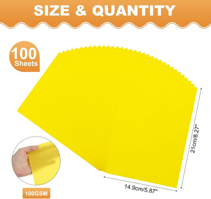 MECCANIXITY 100 Sheet Colored Vellum Paper 5.9" x 8.3", 100gsm Translucent Printable Vellum Sheets for Printing Wedding Invitations Inkjet Laser Printer, Yellow