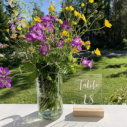 50 Pack Oak Wood Table Number Stands (50 Count)