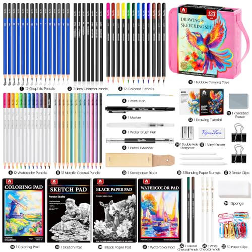 133 PCS Art Supplies Sketching Kit