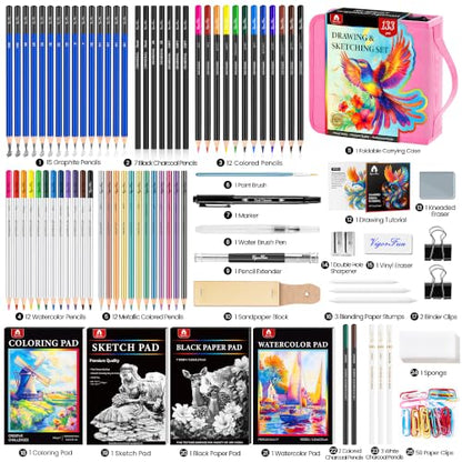 133 PCS Art Supplies Sketching Kit