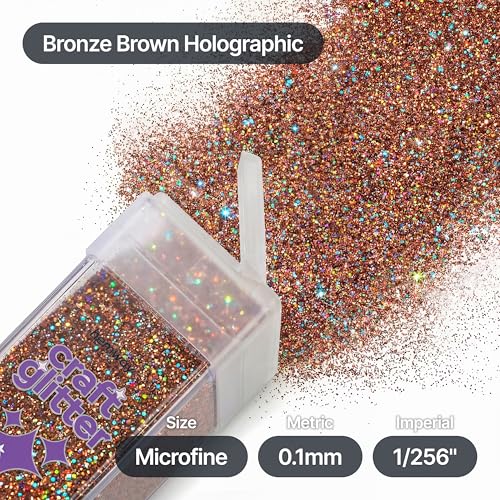 Craft Glitter Shaker Bronze Brown Holographic 110g Microfine (3.8 Ounce)