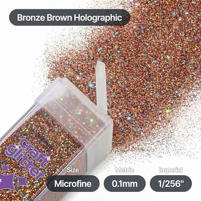 Craft Glitter Shaker Bronze Brown Holographic 110g Microfine (3.8 Ounce)