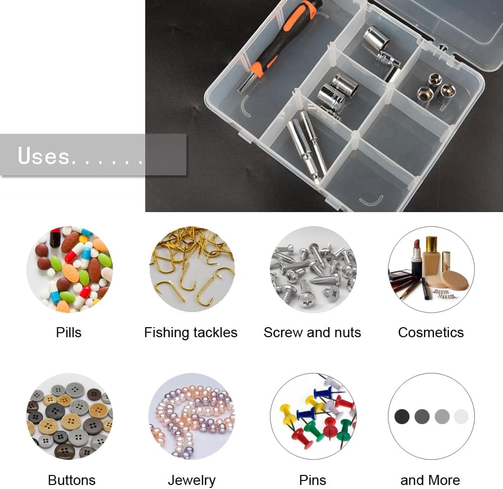 9 Grids 2 Pack Plastic Storage Compartment Organizer Container with Adjustable Dividers for Crafts, Earrings, Screws, Nail, Pins and More (2)