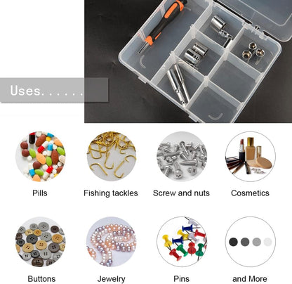 9 Grids 2 Pack Plastic Storage Compartment Organizer Container with Adjustable Dividers for Crafts, Earrings, Screws, Nail, Pins and More (2)