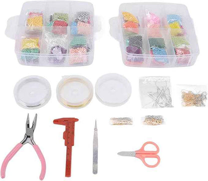 Acrylic Jewelry Making Bead Kit, DIY Beads Set with Lobster Clasp and Scissors, 26712 Colorful Beads for Bracelet Necklace Earrings Crafting, Includes Storage Box and Tools