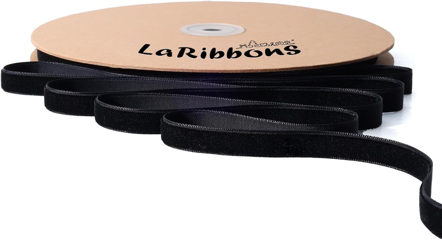 LaRibbons Thin Velvet Ribbon 3/8 Inch x 25 Yards, Black Velvet Ribbon for Christmas Tree, Gift Wrapping, Wreath Bow, Outdoor Decoration - Crafty Corner