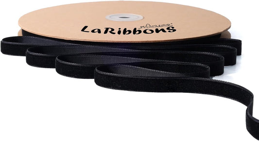 LaRibbons Thin Velvet Ribbon 3/8 Inch x 25 Yards, Black Velvet Ribbon for Christmas Tree, Gift Wrapping, Wreath Bow, Outdoor Decoration - Crafty Corner