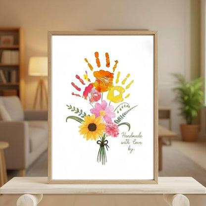 Physkoa Handprint Flower Kit with Frame – Kids Gifts for Mom or Grandma – DIY Family Keepsake Craft, Mother Daughter Activity, Birthday Present for Mom,Nana