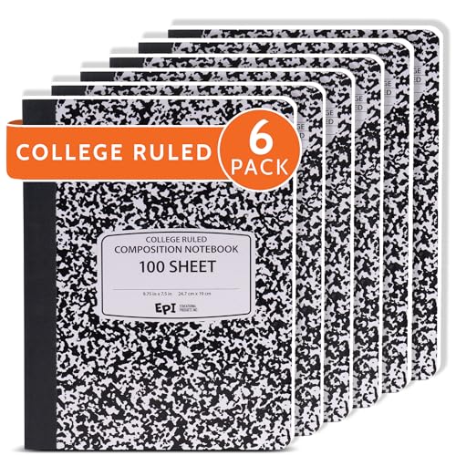 6 Pack EPI College Ruled Composition Notebook Black (6 Count)