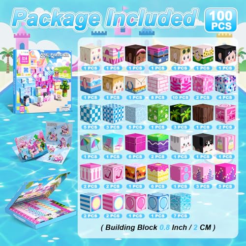 100PCS Magnetic Blocks for Girls (100 Count)