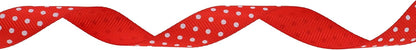 Polka Dot Grosgrain Ribbon 25 Yard Each Roll 100% Polyester (5/8", Red) - Crafty Corner
