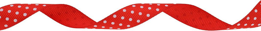 Polka Dot Grosgrain Ribbon 25 Yard Each Roll 100% Polyester (5/8", Red) - Crafty Corner