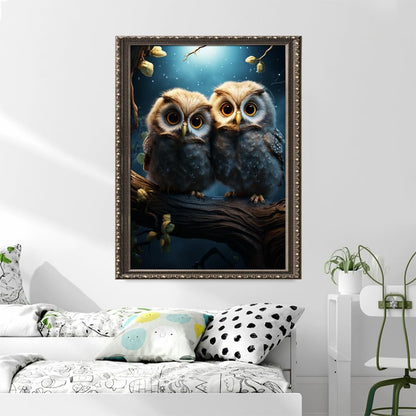 Leczany Cross Stitch Stamped Kit for Adults or Kids - Two Cute Owls | DIY Embroidery Starter Patterns Craft Kit Needlepoint for Beginner | 11CT, 3 Strands | 13x17.7 inches