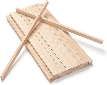 Wood Strips Slats Wooden Sticks for Crafts 1/4" × 1/2" × 12", 30 PCS Thin Wood Trim Planks Lumber Flat Boards Pieces Square Wooden Dowel Rods for Crafting, Woodworking, Model Making