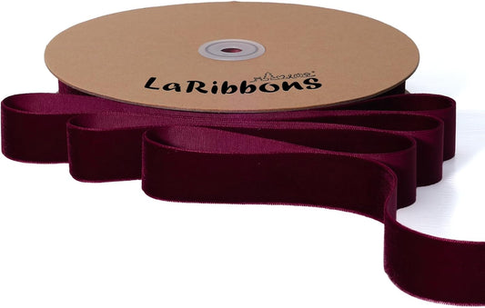 LaRibbons Thin Velvet Ribbon 1 Inch x 25 Yards, Burgundy Velvet Ribbon for Christmas Tree, Gift Wrapping, Wreath Bow, Outdoor Decoration - Crafty Corner