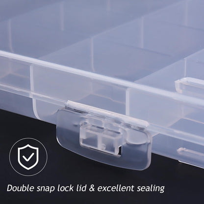 42 Grids Clear Large Plastic Organizer Box With Dividers, Bead Organizers And Storage Compartment Container For Nail Accessories/Jewelry/Craft/Screw/Small Parts/Diamond Painting Art Tools