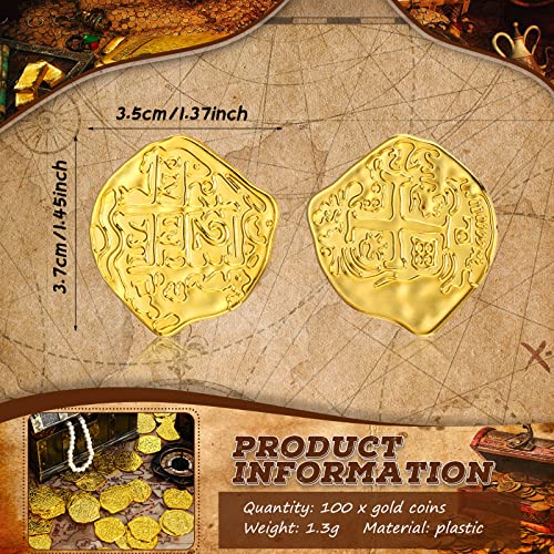 100 Pcs Gold Plastic Pirate Coins for Treasure Chest Party Favors (100 Count)