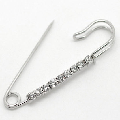 HOUSWEETY 10 Pcs Safety Pins Encrusted with White Rhinestone 6.5x1.8 cm - Personalized Design - Charm for Fashion