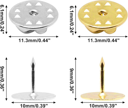 130 Set Pin Backs, Blank Pins Scatter Butterfly Clutch Pin Holder Enamel Pins Locking Backs Tie Tacks Jewelry Backings Clasp for Brooch Lapel Hat Uniform Badges Tie Tack (10mm, Silver&Gold)