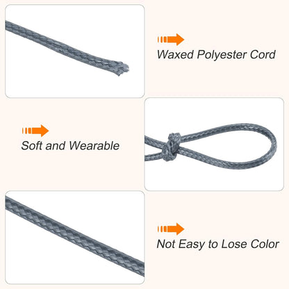 MECCANIXITY Waxed Cord 2.5mm Waxed Polyester Cord 87 Yard Wax String for Bracelet Making, Necklaces, Beading, Jewelry Making and DIY Crafts(Dark Gray)