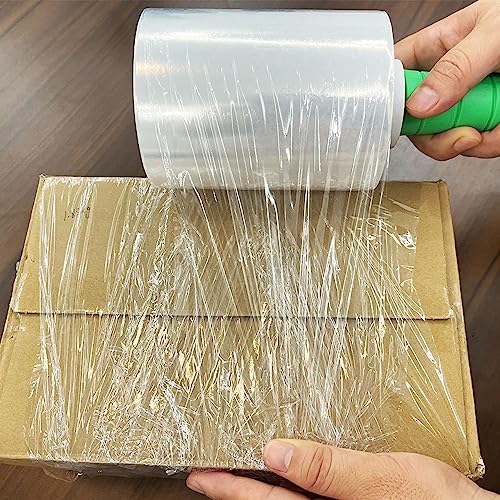 2 Pack Industrial Mini Clear Stretch Wrap Film 80 Gauge 5.1" 1000ft for Pallet Wrap with Plastic Handle