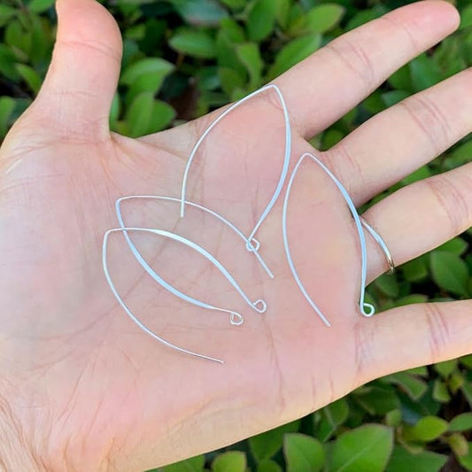10pcs Adabele Authentic Sterling Silver V Shape 40mm Drop Flat Marquise Earring Hooks Ear Wire (Wire 0.7mm/21 Gauge) for Jewelry Making SS16-1