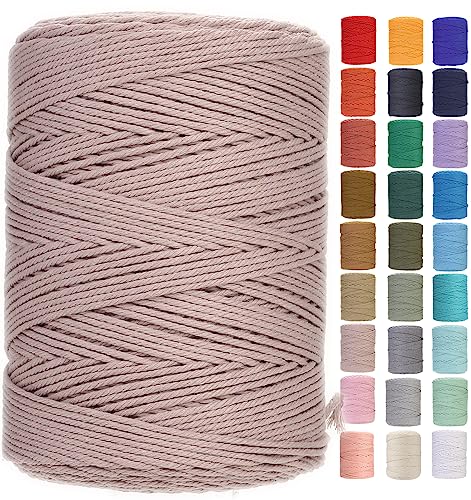 Macrame Cord 3mm x 546yards Natural Macrame Cotton Rope Colored Macrame Rope Soft Cotton Cord Macrame Supplies Craft Rope Macrame Yarn for Plant Hanger Wall Hanger Dreamcatcher