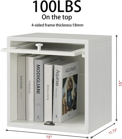 FUSUNBAO Magic DIY Cube Storage Organizer Stackable Cubes for Home Books Clothes Toy-Modular Cubby Storage System-Office Cubical-Bookcase Closet(Pure White-Washed, Glass Door Cube)