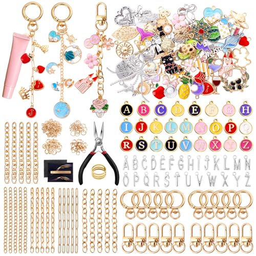 325PCS Charms Lip Gloss Keychain Making Kit