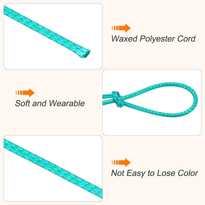 MECCANIXITY Waxed Cord 1mm Waxed Thread 87 Yard Wax String Leather Cord for Bracelet Making, Necklaces, Beading, Jewelry Making and DIY Crafts(Light Green)