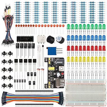 298 Pieces Electronics Starter Kit with Breadboard for Arduino (176 Count)