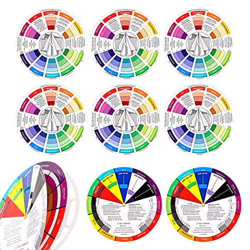 10 Pieces Color Paint Wheel Chart for Artist Kids Paint Mixing Learning Guide Art Class Teaching Tool Color Harmony Wheels for Makeup Blending Board Colorful Mixed Guide (10 Count)