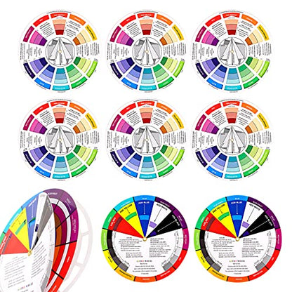 10 Pieces Color Paint Wheel Chart for Artist Kids Paint Mixing Learning Guide Art Class Teaching Tool Color Harmony Wheels for Makeup Blending Board Colorful Mixed Guide (10 Count)