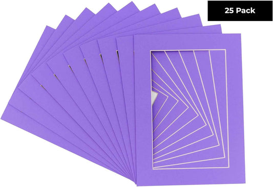 5x7 Mat for 8.5x11 Frame - Precut Mat Board Acid-Free Light Purple 5x7 Photo Matte For a 8.5x11 Picture Frame, Premium Matboard for Family Photos, Show Kits, Art, Picture Framing, Pack of 25 Mats