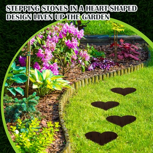 3 Pcs Heart Garden Stepping Stones Brown Cast Iron Stepping Stones Rustic Style Outdoor Stones for Garden Walkway Outside Decorative Decor