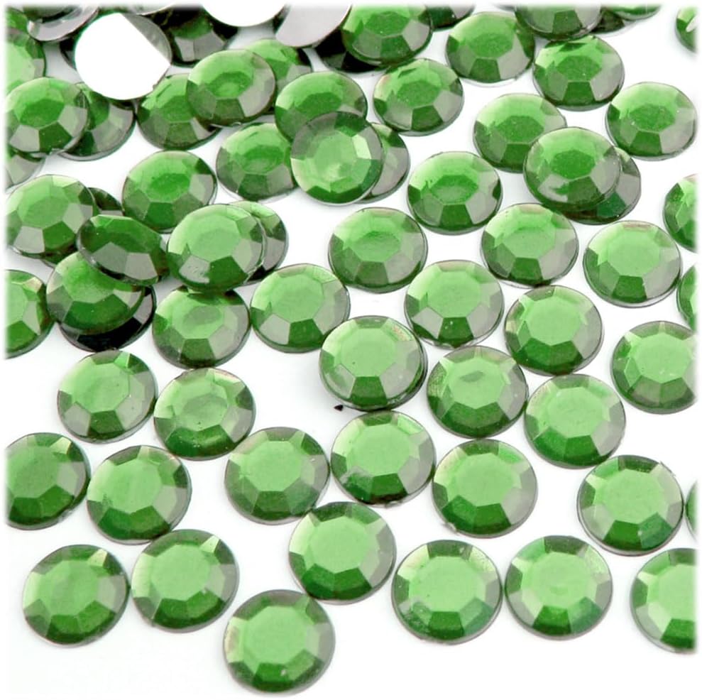 The Crafts Outlet 144pc Rhinestones Round 10mm - Flatback Emerald Green EGR - Crafty Corner