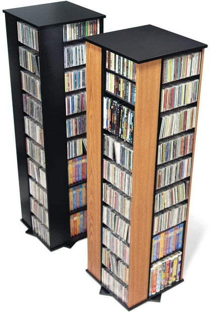 Prepac 4 Sided Revolving Display Cabinet, Black Storage Cabinet with 36 Adjustable Shelves Narrow DVD Storage Cabinet Ideal for Living Room 18.75" D x 18.75" W x 65" H