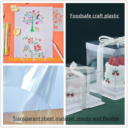 Transparent Blank Mylar Stencil Sheets for Cutting, 24" x 24" 10 mil/0.25mm Thick 5 Sheets.Gift, Acetate Template Material, Craft Plastic Sheets (24×24” /10 mil)