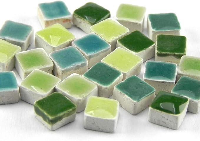 Make Real Mosaic, Micro Mosaic Tiles, 1000 Pcs 5x5 mm 0.19 inch Square Mix Green, MXVR