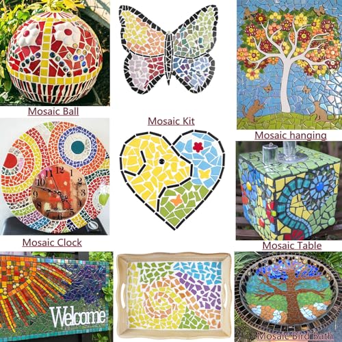 Green Glass Mosaic Tiles for Crafts Bulk (7.05 Ounce)